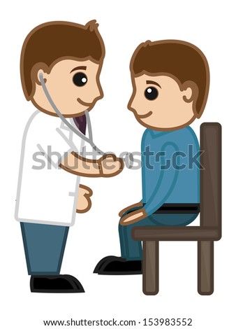 Doctor Check Patient Medical Cartoon Characters Stock Vector 147660896 ...