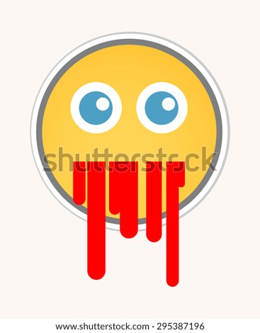 Blood Vomiting - Cartoon Smiley Vector Face - stock vector