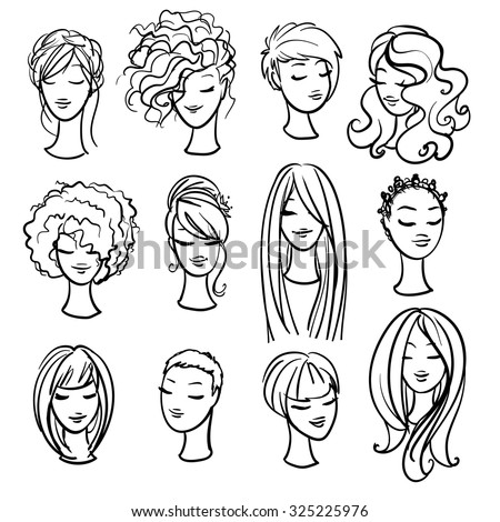 Happy Kids Faces Hand Drawn Clipart Stock Vector 146635607 - Shutterstock