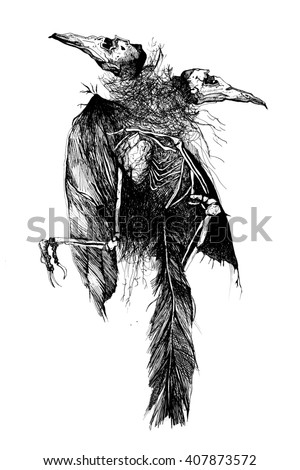 Hand Drawn Indian Warrior Skull Mohawk Stock Vector 