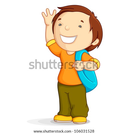 Download Vector Illustration Kid School Bag Bye Stock Vector 106031528 - Shutterstock
