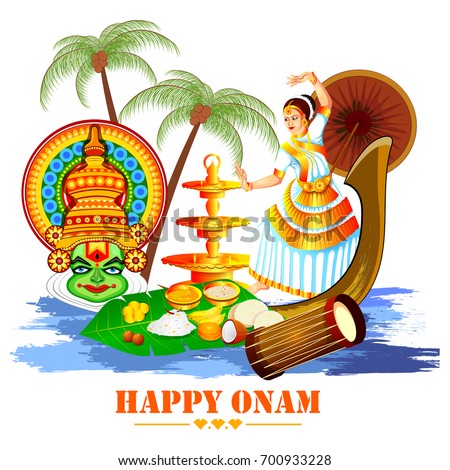 Vector Illustration Happy Onam Festival Background Stock Vector ...