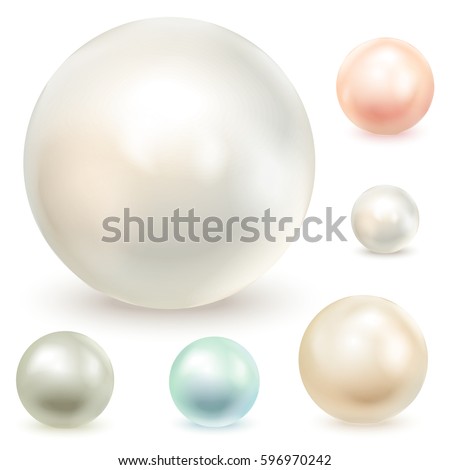 Set of pearls, isolated on a white background. Vector illustration
