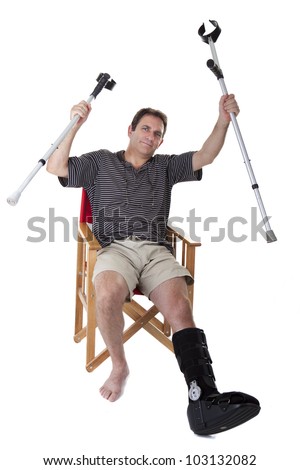 Mature Man Broken Legs Crutches Showing Stock Photo 66643846 - Shutterstock