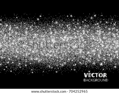Sparkling Glitter Border On Black Background Stock Vector 704252965