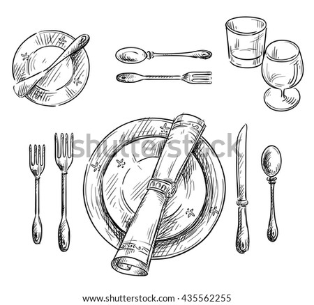 Table Setting Sketch Stock Illustration 435562255 - Shutterstock Table Setting Sketch Stock Illustration 435562255 - Shutterstock