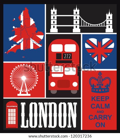 Flag England Symbols United Kingdom London Stock Vector 110201744 ...