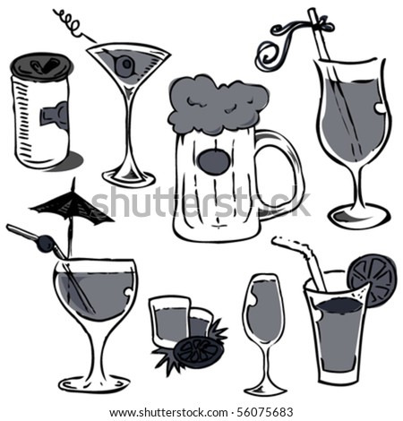 Drinks Doodle Set Hand Drawn Cocktails Stock Vector 316340726 ...