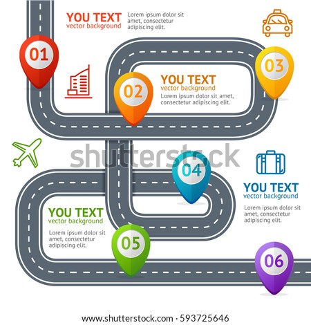 Presentation Template Road Five Marked Spots Stock Vector 172411259 ...