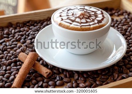 A Cup Of Cafe Mocha And Coffee Beans A Cup Of Cafe Mocha And Coffee Beans