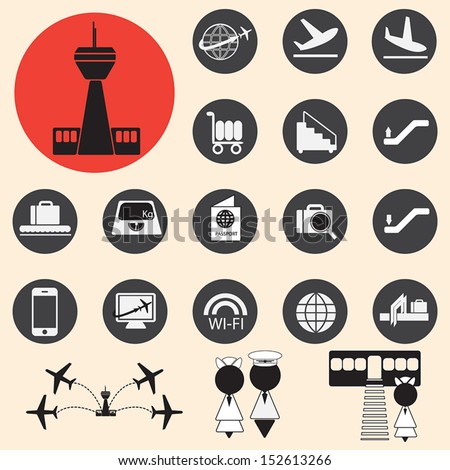 Airport icons set