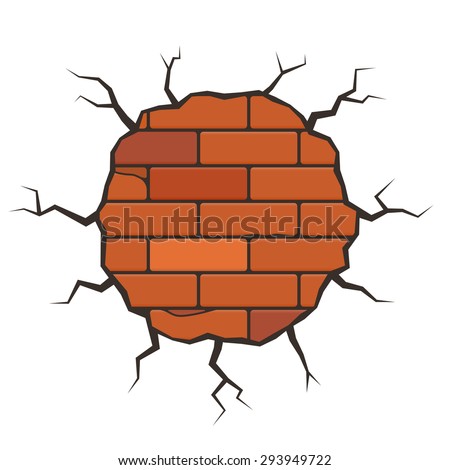 Damaged Brickwall Cartoon Style Design Vector Stock Illustration ...