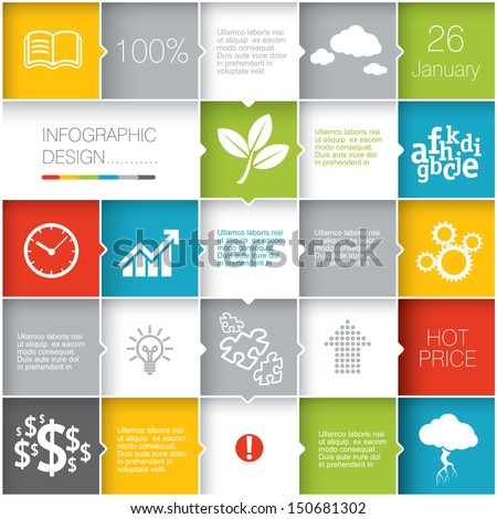 Squares background. Vector template for interface or infographic ready to place for your content