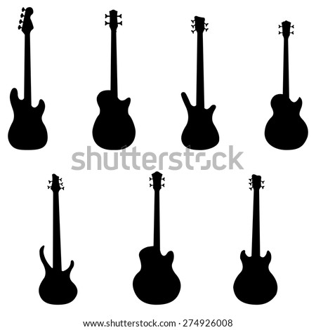Silhouettes Bass Guitars Vector Set Stock Vector 274926008 ...