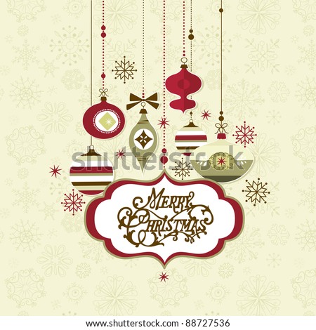 Retro Christmas Ornaments Stock Vector 88727536 - Shutterstock