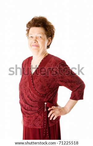 Happy Old Lady Red Clothes Standing Stock Photo 71225524 - Shutterstock