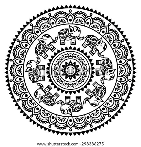 Round Mehndi  Indian  Henna  Tattoo Pattern  Stock Vector 