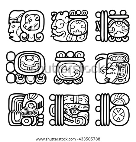 Maya Glyphs Mayan Writing System Languge Stock Vector 433505788 ...