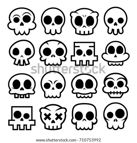 halloween vector cartoon skull icons mexican cute sugar skulls design set dia de los - Mexican Halloween Skulls halloween vector cartoon skull icons mexican cute sugar skulls design set dia de los - Mexican Halloween Skulls