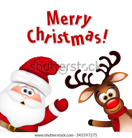 Funny Santa Reindeer Stock Vector 345597275 - Shutterstock