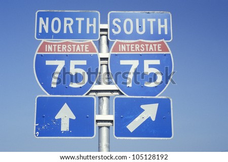 Sign for interstate 75 north and south - stock photo