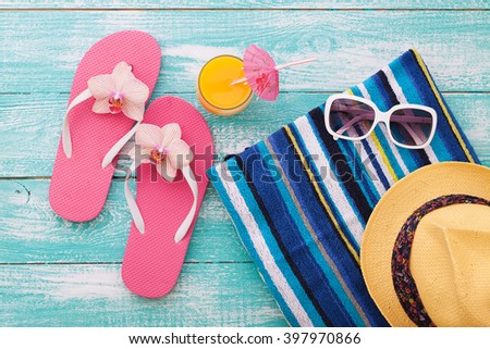Summer Holiday Background Beach Accessories On Stock Photo 397139776 ...