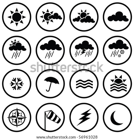 Black Extreme Weather Condition Sign Symbols Stock Vector 64252315 ...