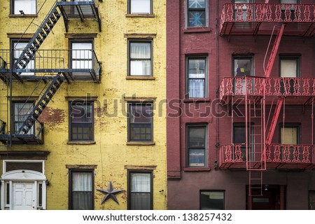 Apartment Buildings Nyc Stock Images, Royalty-Free Images ...  Old apartment building with fire escapes, Manhattan, New York City