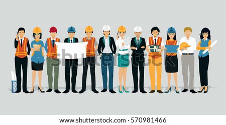 Engineers and architects with a gray background.