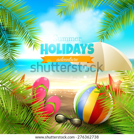seaside view on beautiful sunny beach stock vector 276362738 beach ball flyer
