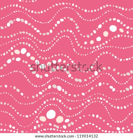 Seamless pattern with waves and rounds. Vector background.