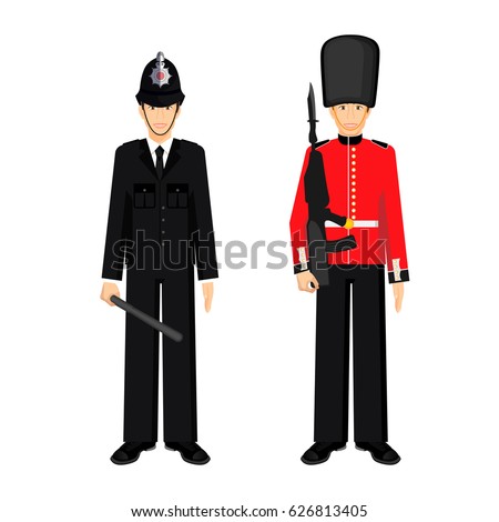 British Guardsman Bearskin Hat Uk Policeman Stock Vector 626813405 ...