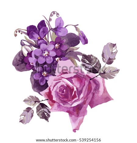 Color Illustration Flowers Watercolor Paintings Stock Illustration ...