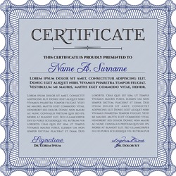 Light blue Certificate template or diploma template. Complex background ...