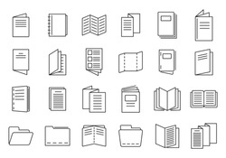 Catalogue icons set. Outline set of catalogue vector icons for web