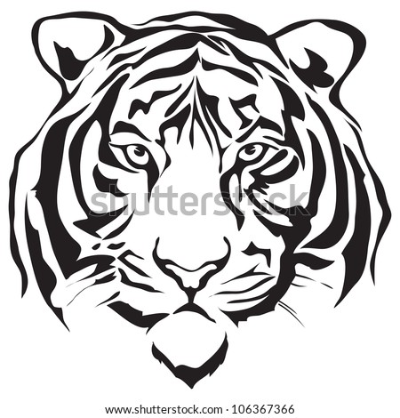 Vector Images, Illustrations and Cliparts: Tiger head silhouette ...