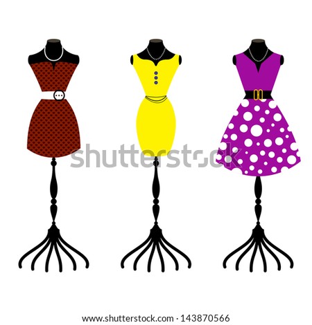 Vector Images, Illustrations and Cliparts: Tree retro dresses on body ...