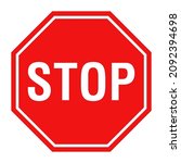 octagonal red stop sign... | Shutterstock .eps vector #2092394698