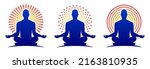man yoga logo vector templates. ... | Shutterstock .eps vector #2163810935