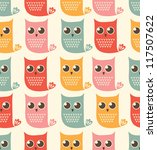 Owls Seamless Pattern