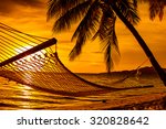 Silhouette Of Hammock And Palm...