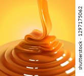 the glossy stream of caramel... | Shutterstock .eps vector #1297175062