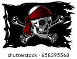 Black Ragged Pirate Flag With...