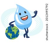 cartoon water character leaning ... | Shutterstock .eps vector #2012495792