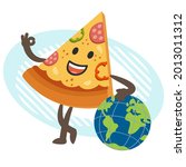 cartoon pizza character leaning ... | Shutterstock .eps vector #2013011312