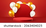 scene podium with golden... | Shutterstock .eps vector #2063404025