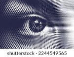 Vector human eye illustration made by halftone patter.