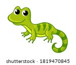 Little Funny Green Lizard In A...