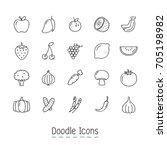 doodle fruits and vegetable... | Shutterstock .eps vector #705198982
