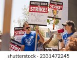 Small photo of Los Angeles, California United States - July 13 2023: Writers and Actors Strike in front of Netflix Building, in Hollywood, Los Angeles